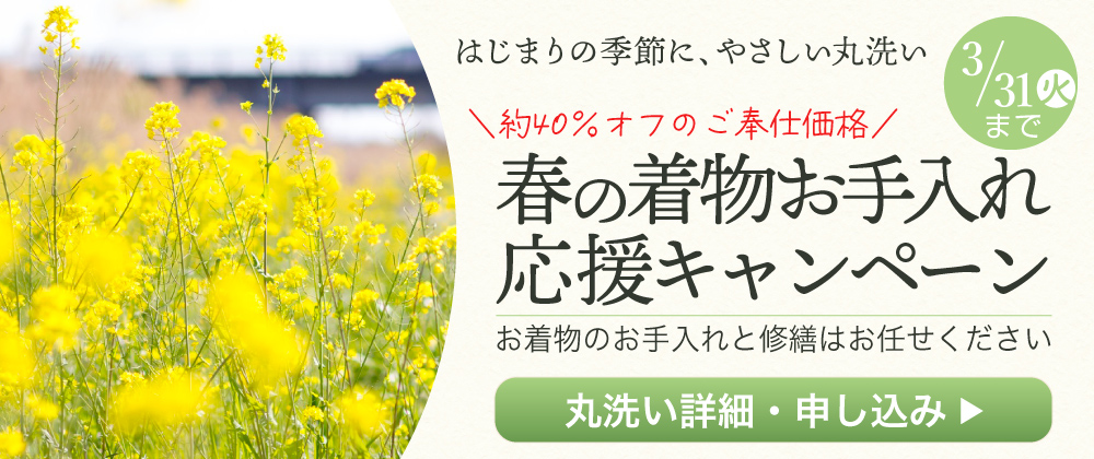 着物のお手入れと修繕は専門店にお任せください　着物丸洗い（クリーニング）ご案内ページへ