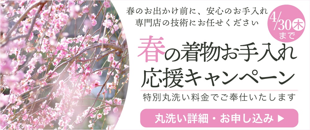 着物お手入れ特別丸洗い料金　着物丸洗い（クリーニング）ご案内ページへ