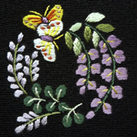 手縫い刺繍紋の規定デザイン：藤に蝶